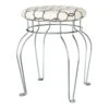 Quatrefoil Silver Wire Vanity Stool/Ivory Printed Fabric Seat