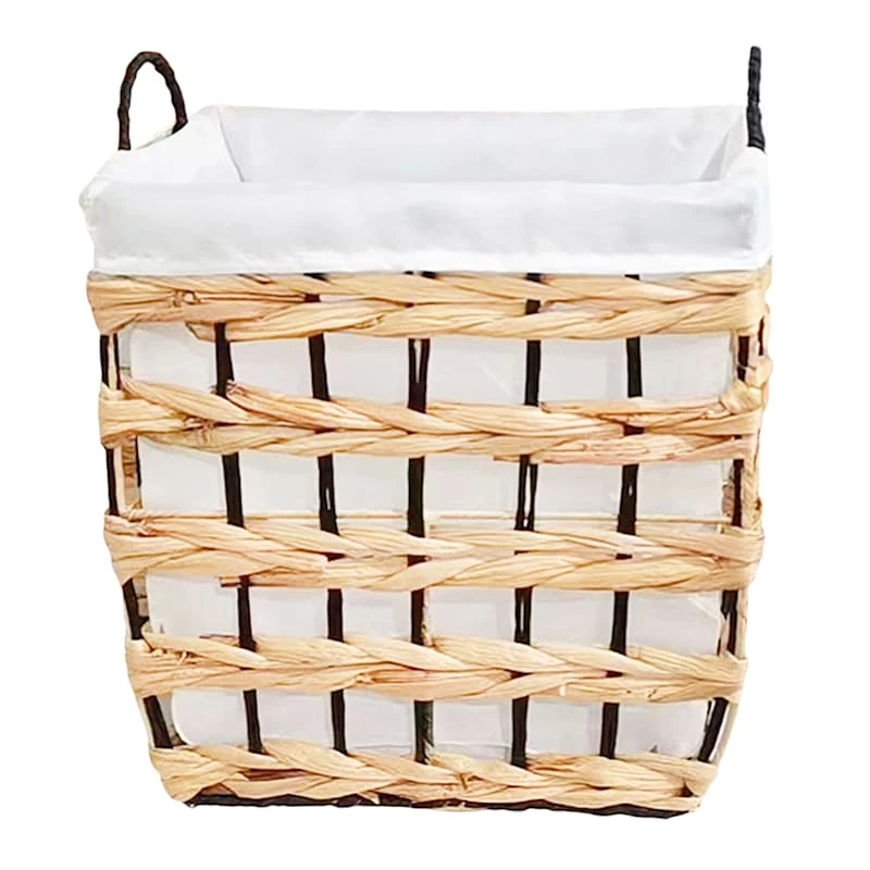 Rectangle Water Hyacinth Wicker Laundry Hamper, Medium 1 Rectangle Water Hyacinth Wicker Laundry Hamper, Medium