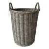 Round Grey Willow Laundry Hamper, Small