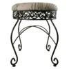 Round Metal Scroll Vanity Stool With French Script Cushion