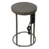 Round Wood-Top Gold Metal C-Table With USB Port, Small