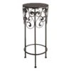 Round Wood Top With Scroll Metal Plant Stand, Medium