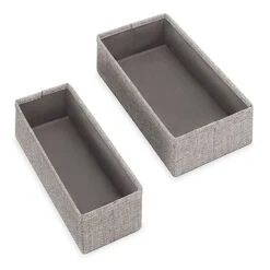 Set Of 4 Fabric Drawer Organizers, Black Herringbone -Furniture Store set of 4 fabric drawer organizers black herringbone 2