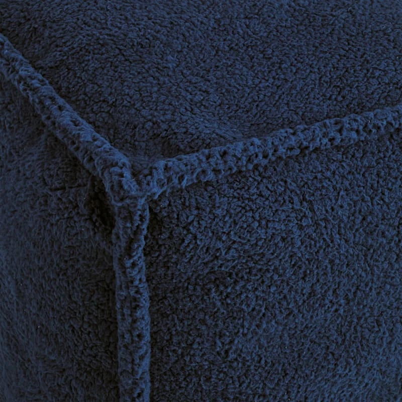 Sherpa Pouf, Navy Blue 2 Sherpa Pouf, Navy Blue - Image 2