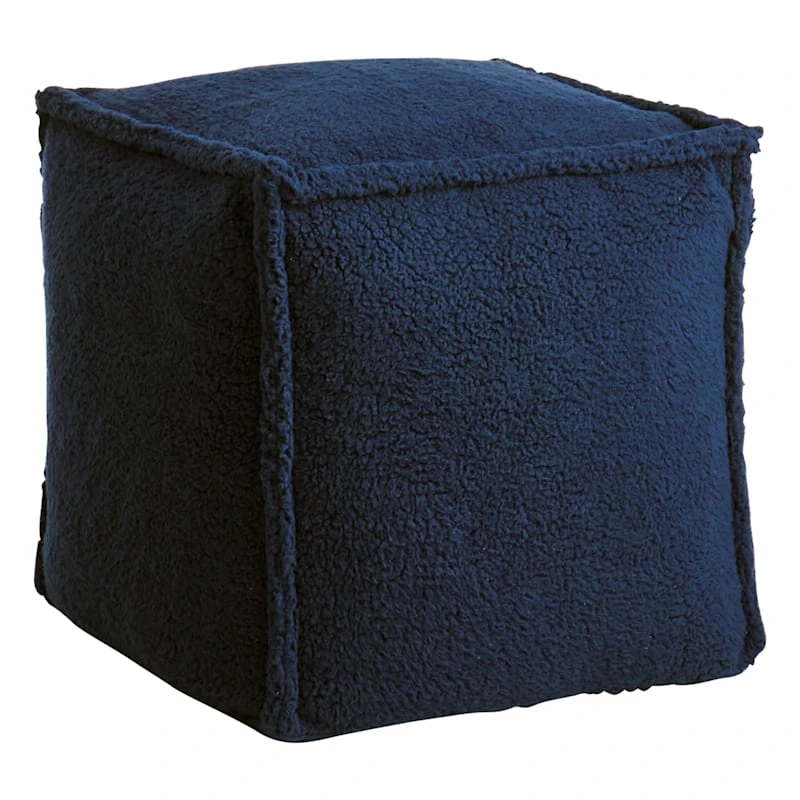 Sherpa Pouf, Navy Blue 1 Sherpa Pouf, Navy Blue