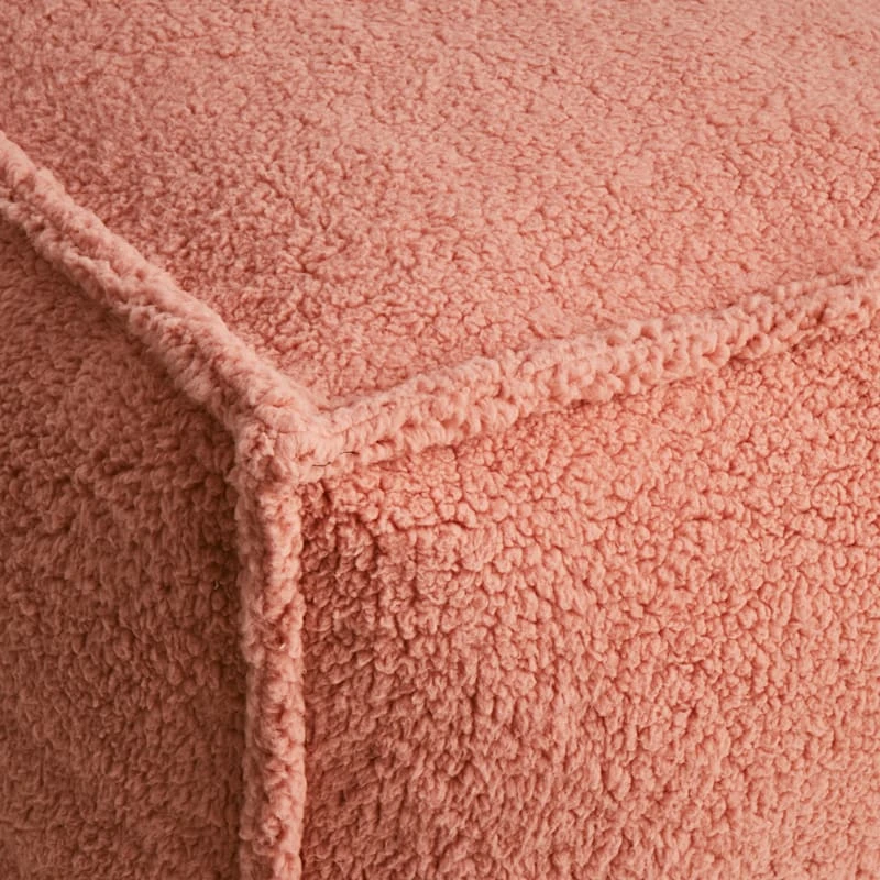 Sherpa Pouf, Peach 2 Sherpa Pouf, Peach - Image 2