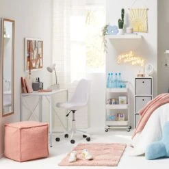 Sherpa Pouf, Peach 5 Sherpa Pouf, Peach -Furniture Store sherpa pouf peach 2