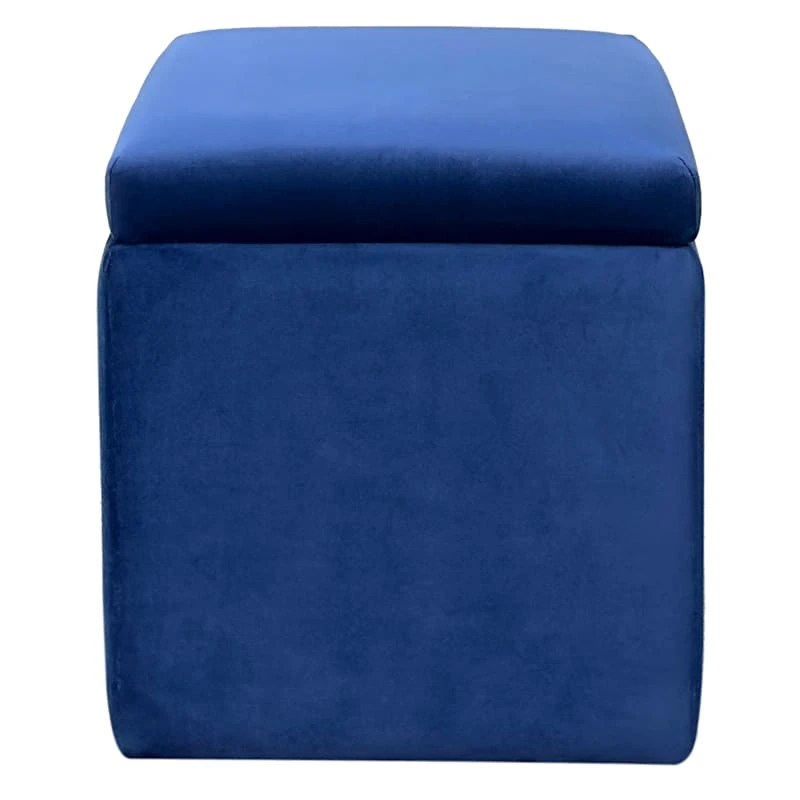 Stuart Square Storage Ottoman, Navy Blue 2 Stuart Square Storage Ottoman, Navy Blue - Image 2