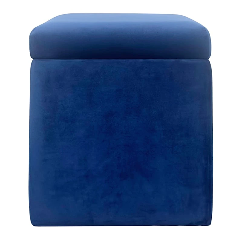 Stuart Square Storage Ottoman, Navy Blue 3 Stuart Square Storage Ottoman, Navy Blue - Image 3