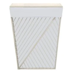 Tapered White Wood Rectangle Laundry Hamper