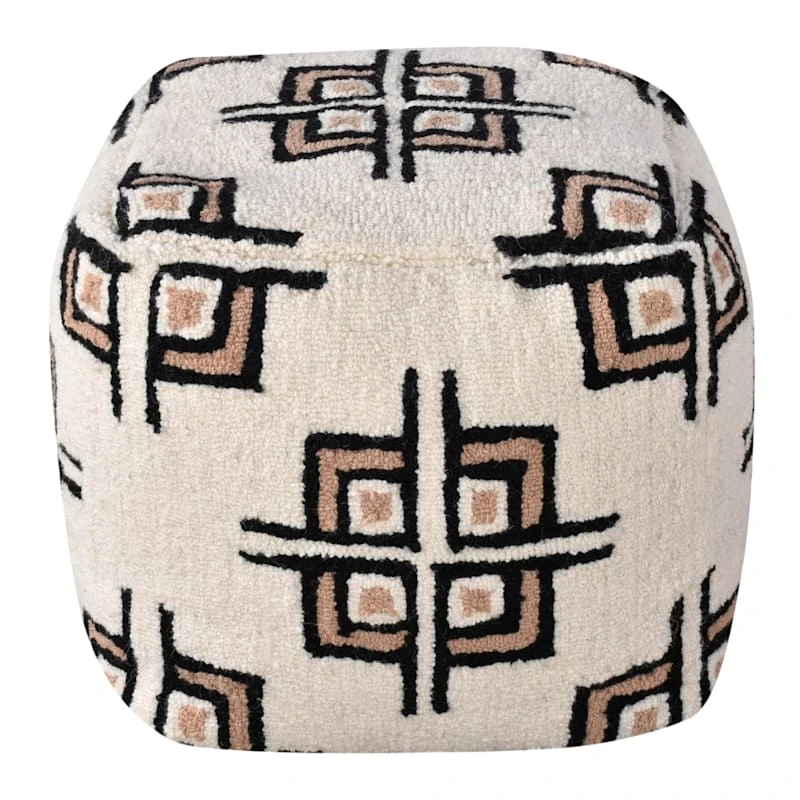 Tracey Boyd Tile Tufted Pouf, Cream 2 Tracey Boyd Tile Tufted Pouf, Cream - Image 2