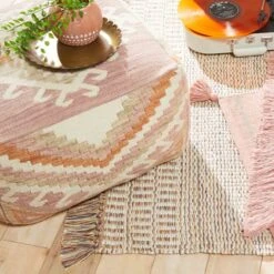 Tracey Boyd Woven Kilim Pouf, 20x13 -Furniture Store tracey boyd woven kilim pouf 20x13 3