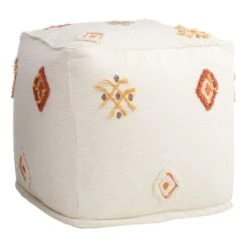 Tribal Embroidered Pouf, 18"