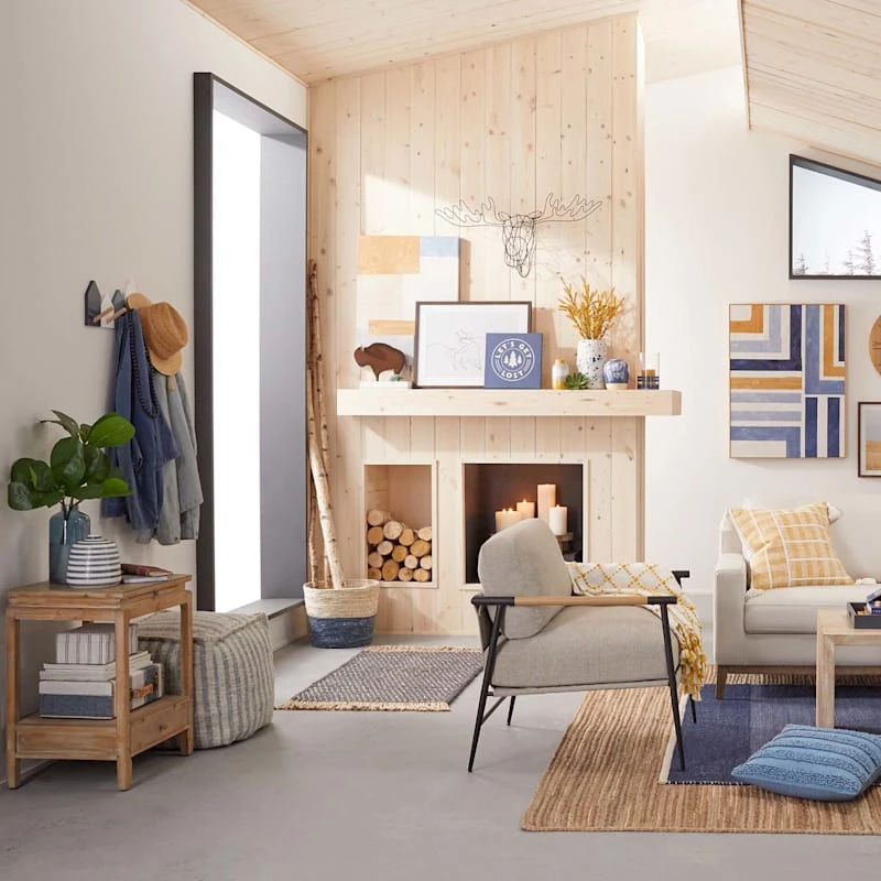 Ty Pennington Lex Blue Striped Square Pouf, 16" 2 Ty Pennington Lex Blue Striped Square Pouf, 16" - Image 2