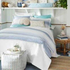 Ty Pennington Lex Blue Striped Square Pouf, 16" 6 Ty Pennington Lex Blue Striped Square Pouf, 16" -Furniture Store ty pennington lex blue striped square pouf 16 2