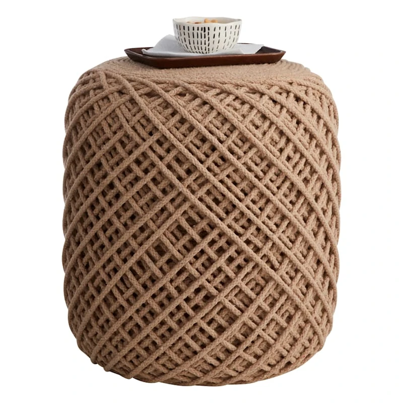 Ty Pennington Reid Twisted Ottoman, Wool Brown 2 Ty Pennington Reid Twisted Ottoman, Wool Brown - Image 2