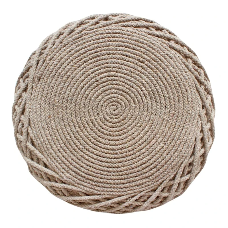 Ty Pennington Reid Twisted Ottoman, Wool Brown 3 Ty Pennington Reid Twisted Ottoman, Wool Brown - Image 3