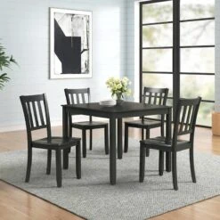 Uptown 5-Piece Dining Set, Black -Furniture Store uptown 5 piece dining set black 6