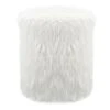 White Faux Fur Round Ottoman