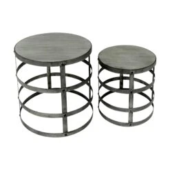 Wood Top Plant Stand With Metal Base, Large