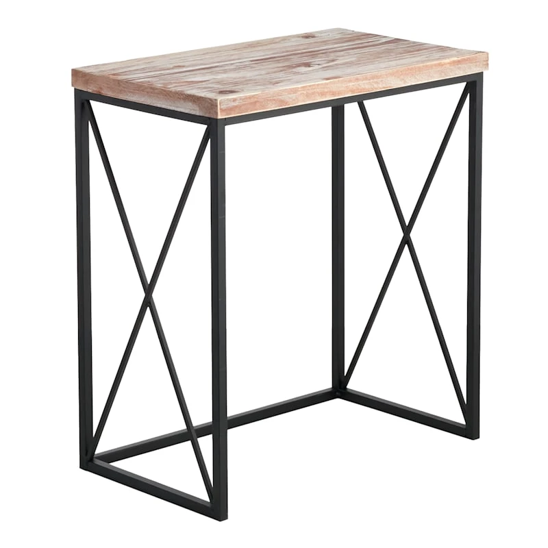 Wood Top With Black Cross Metal Table, Medium 3 Wood Top With Black Cross Metal Table, Medium - Image 3