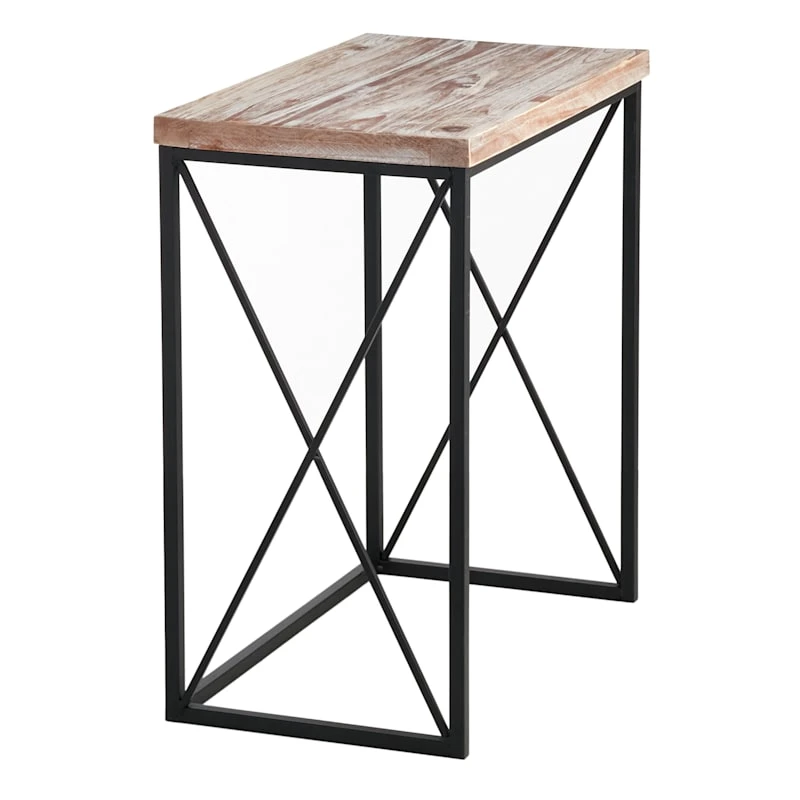 Wood Top With Black Cross Metal Table, Medium 4 Wood Top With Black Cross Metal Table, Medium - Image 4