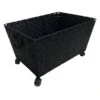Woven Band Laundry Basket With Wheels, Black