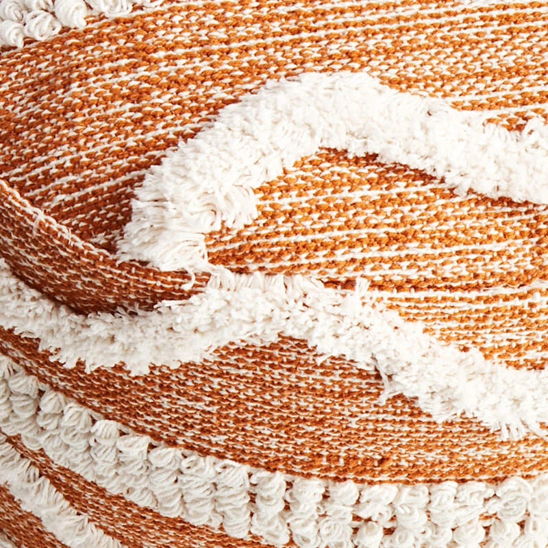 Ziggy Tufted Pouf, Burnt Orange 2 Ziggy Tufted Pouf, Burnt Orange - Image 2